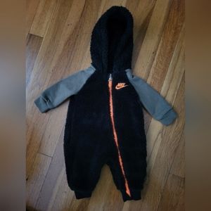 Nike Baby Boy‎ Size 3M Months One Piece Full Zip Hooded Coverall
